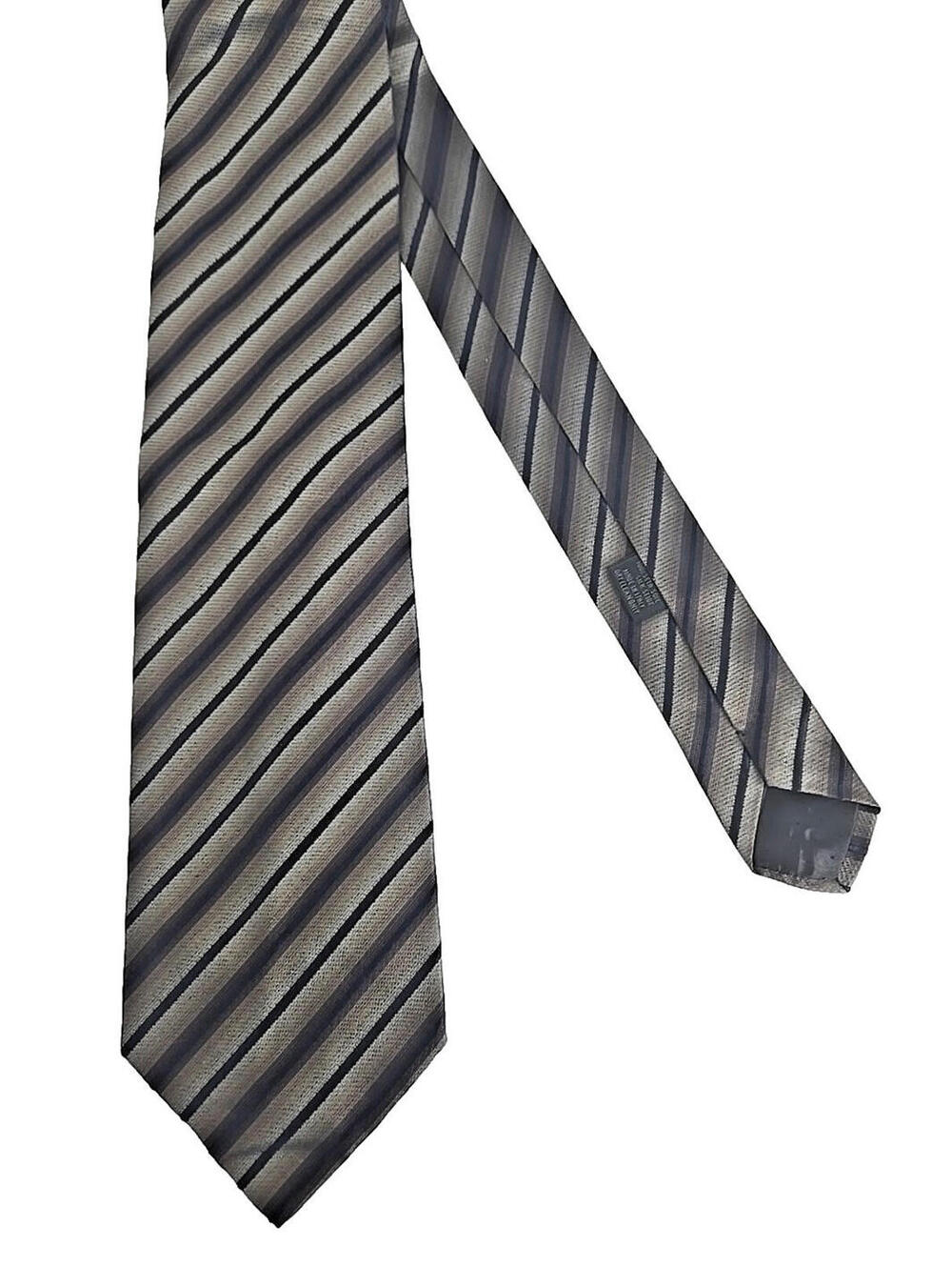Vestimenta Formal Silk Gray Brown Black Repp Stripe Neck Tie Made In Italy